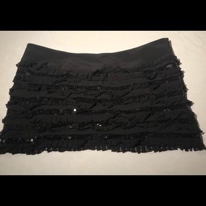 bebe ruffled black skirt with sequin